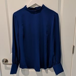 Mock neck periwinkle top